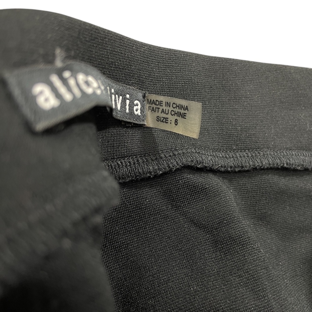 Alice & Olivia 6 Black Leggings Lambs Leather Sides Zipper Closure - Picture 3 of 7